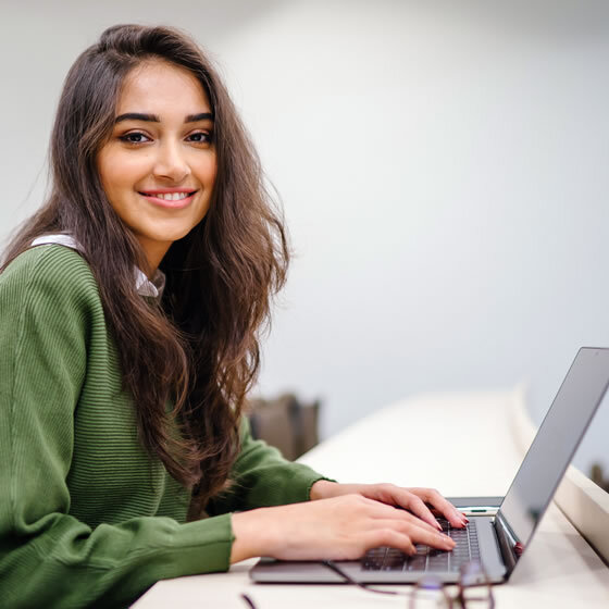 teenage girl working